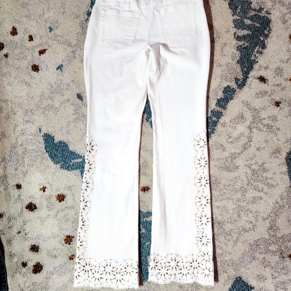 Boston Proper Embellished White Denim Bootcut Jeans 2 - Picture 3 of 5